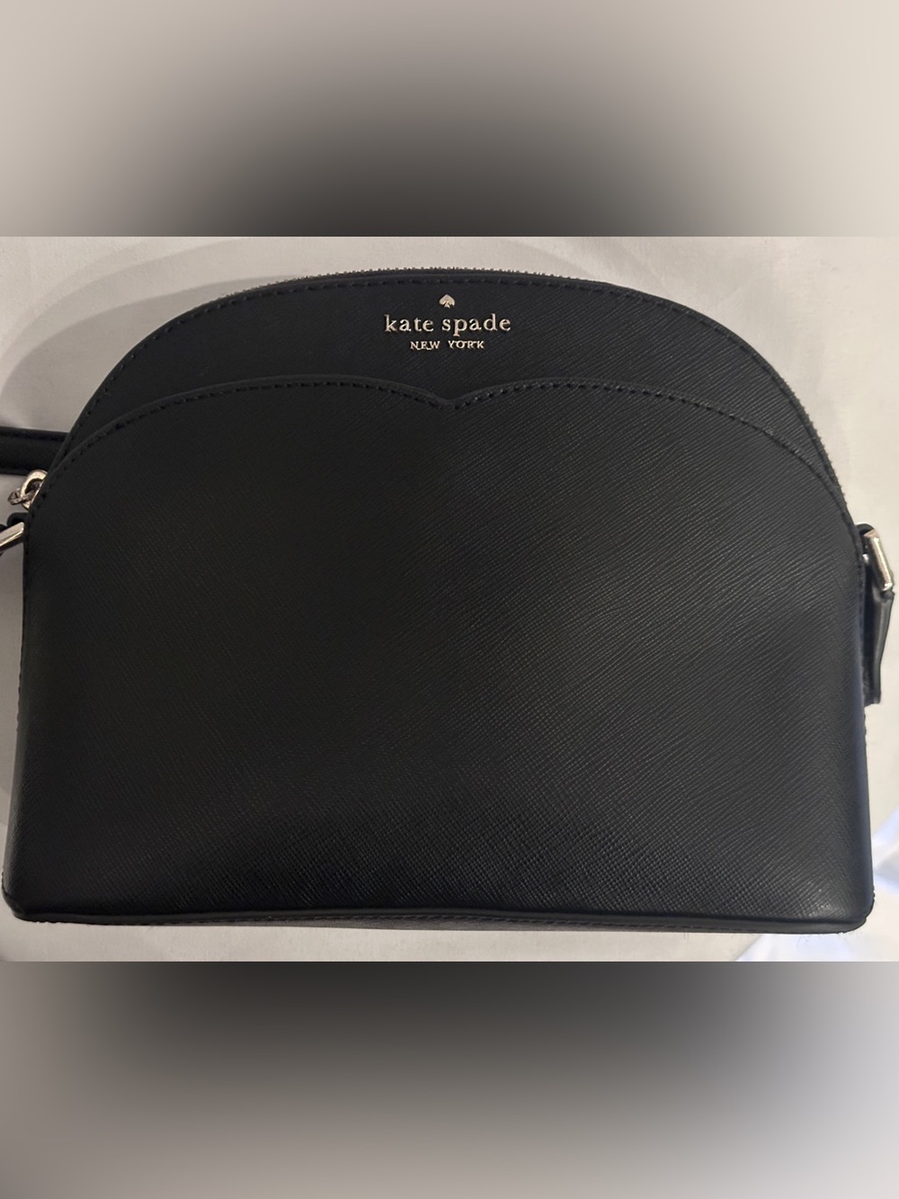 kate spade black dome crossbody with gold logo